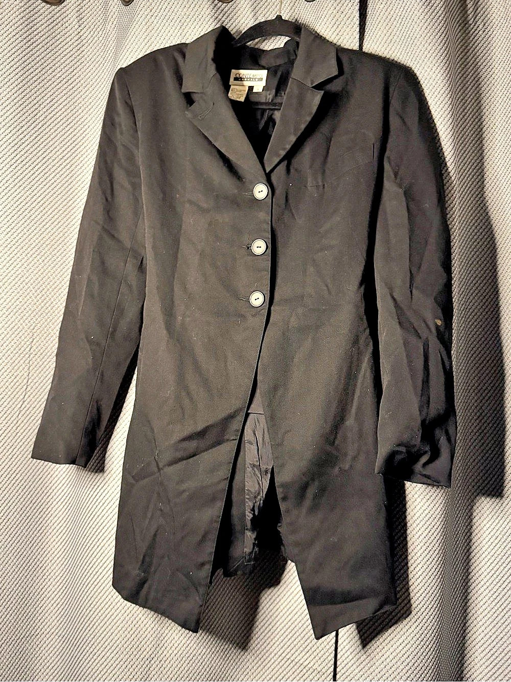 Contempo Casuals Black Button Up Trench Blazer- S